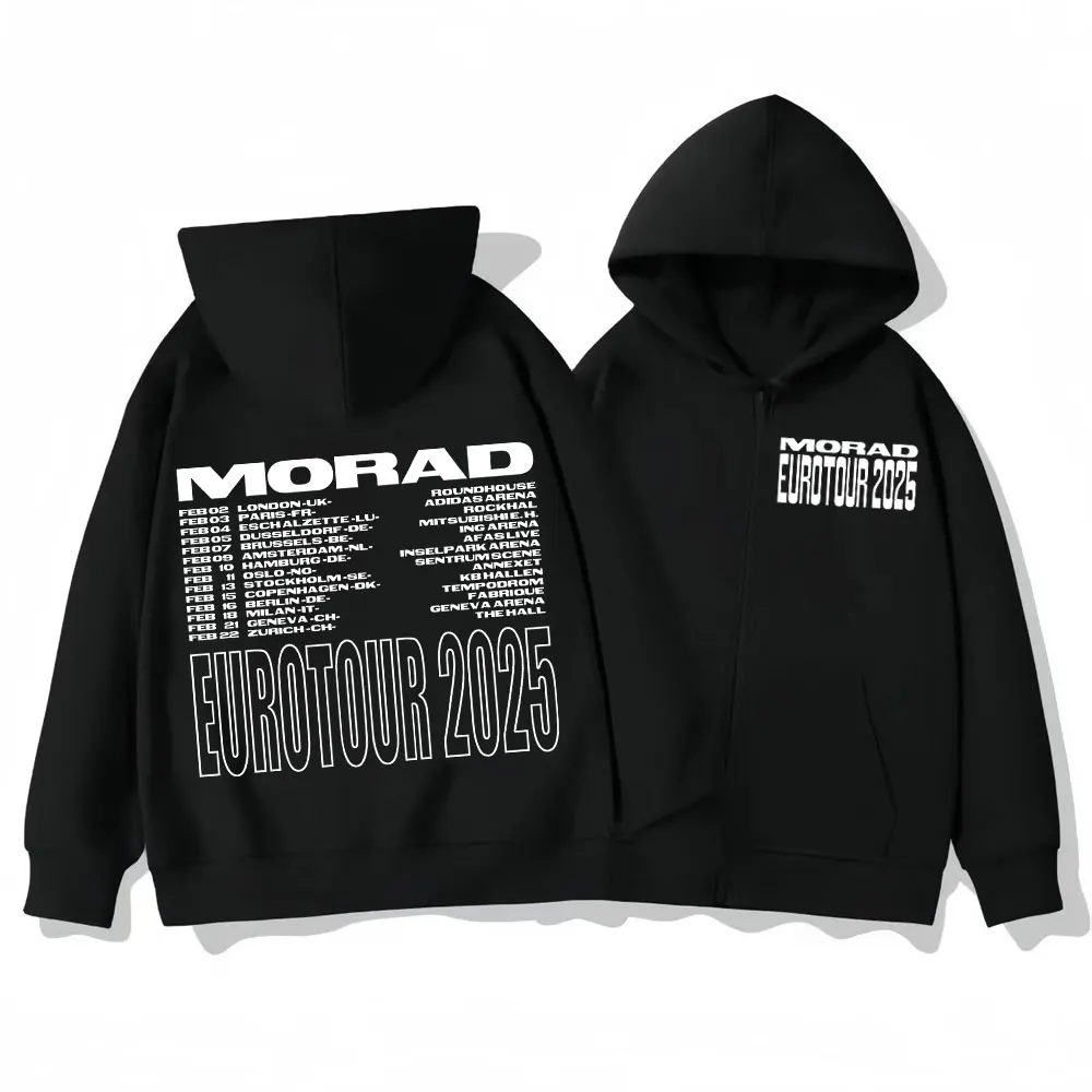 

Rapper Morad Tour 2025 Zipper Hoodie Fashion Hip Hop Zip Up Pullovers Jacket Coat Men's Women's Casual Long Sleeve Sweatshirts