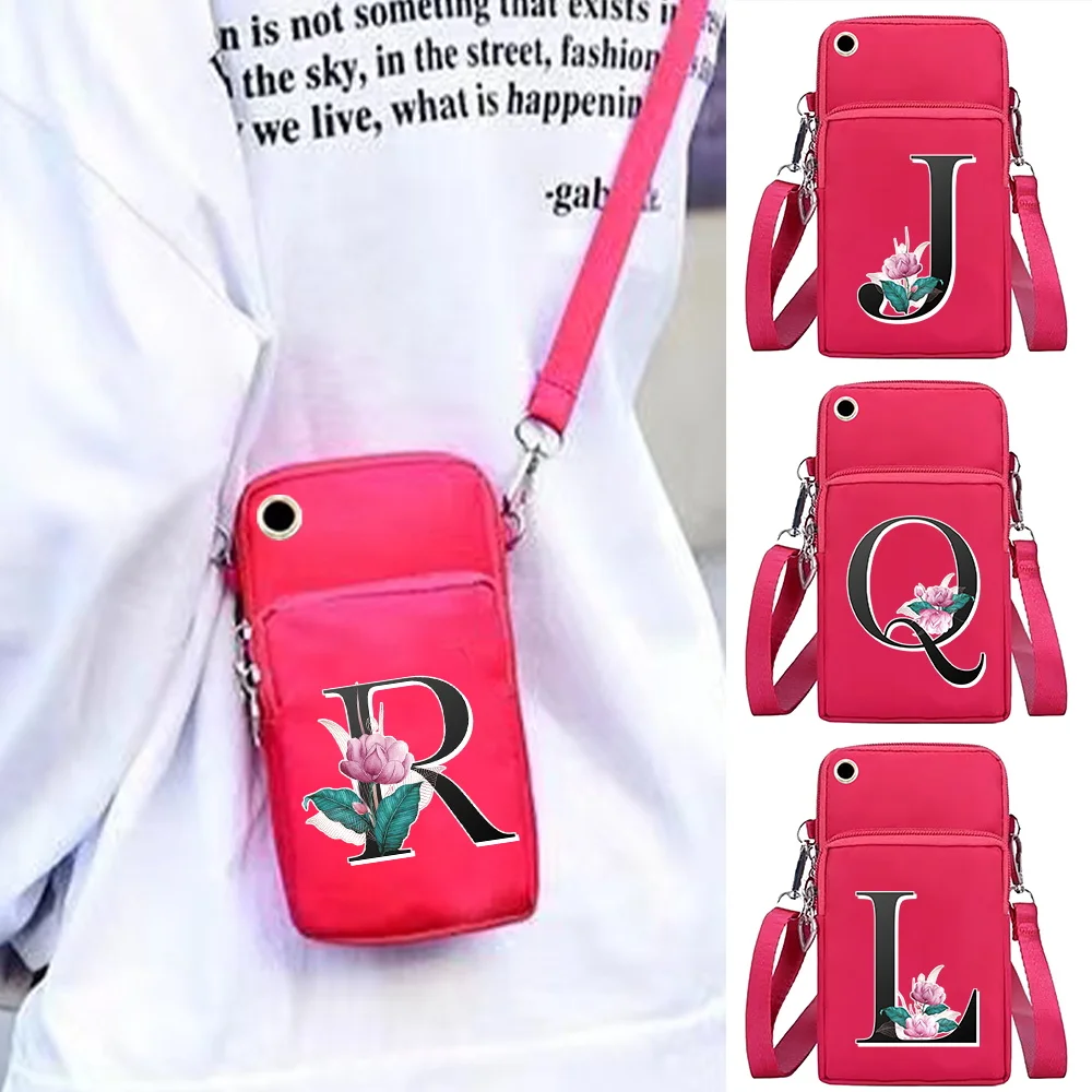 Mobile Phone Bag Wrist Pack Shoulder Bags Phone Packet Print Organizer Apple/Huawei/Xiaomi Universal Cell Whitemarble 26 Letter