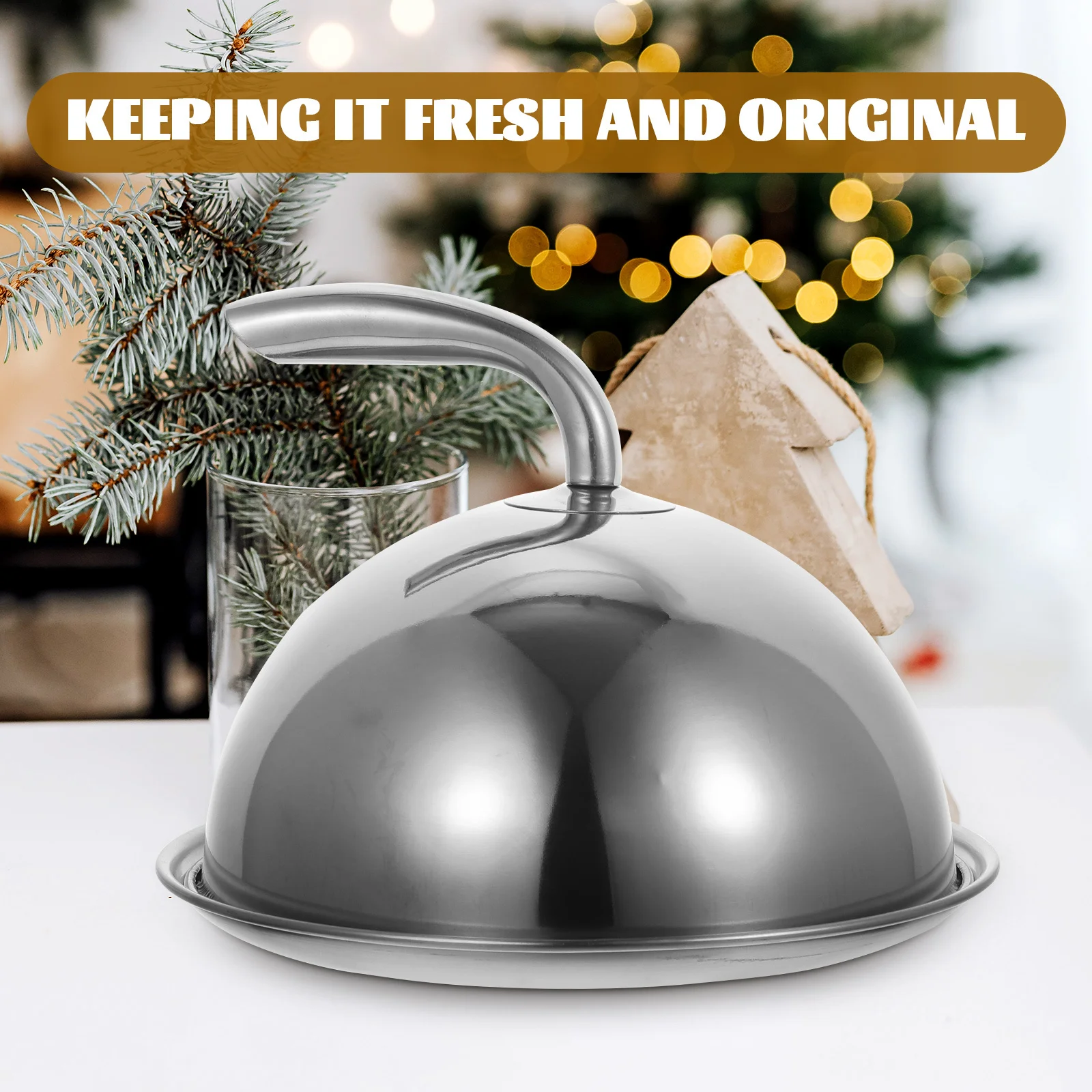 

Stainless Steel Food Handle Oil-Proof Microwave Dome Cake Lid Kitchen Bbq Food Protector Household Metal Steak Cover