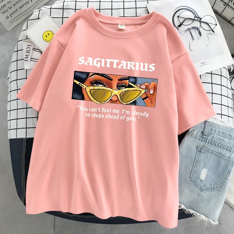 Sagittarius You Can'T Fool Me Printing T-Shirt Women Oversized Loose T Shirts O-Neck Cool Clothes Casual Summer Tees Clothing