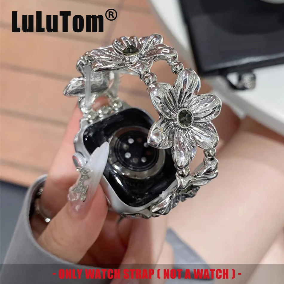 

Vintage Relief Flower Strap For Apple iWatch Series 10 9 8 7 6 5 4 3 SE Ultra 2 Band 38/40/41/42/44/45/46/49mm Metal Bracelet