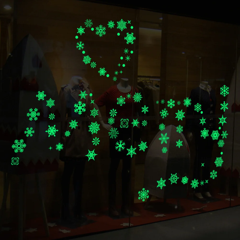 

9 Sheets Christmas Snowflake Stickers Glow in Dark Xmas Window Clings for Office Stores Xmas Snowflake Stickers