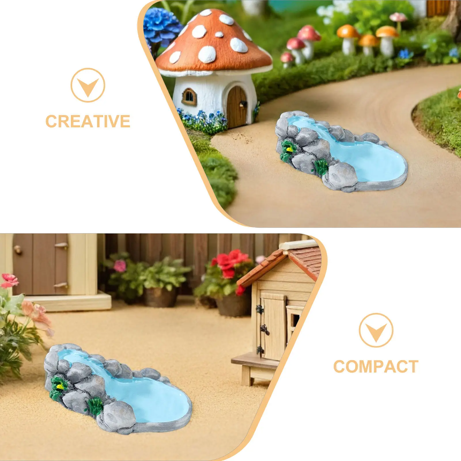 4Pcs Mini Landscape Ornament Vintage Resin Stream Set Stress Relief Office Garden Sand Tray Diorama Lawn Accessories view 3
