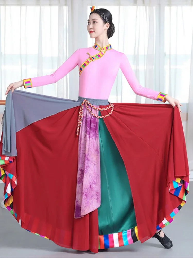 Tibetan Dance Costume Art Test Skirt National Traditional Costume Stage Wear Tibetan Outfit Long Skirt Hmong Minority Dress