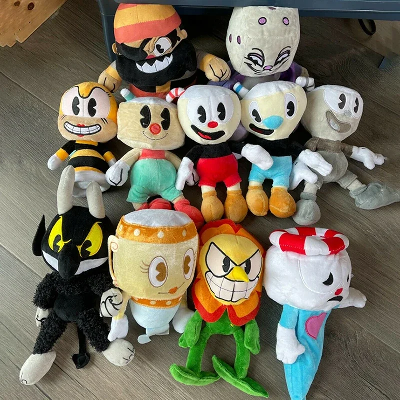 Cuphead Plush Toys Mugman The Chalice King Dice Soft Stuffed Dolls Game Cartoon Plushies Pillow Kids Birthday Christmas Gifts