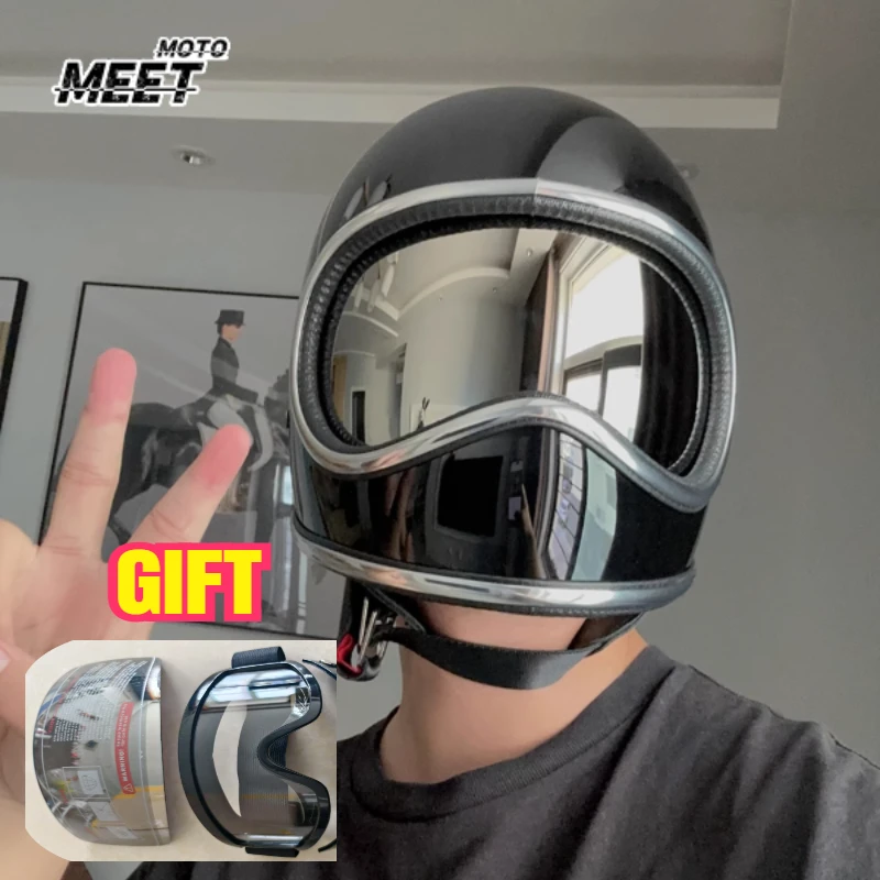 

Motorcycle Helmet Fiberglass Shell Moto Helmet DAVID 2 Series Rider Gears Vintage Korea Japan Style Capacetes Cascos Para Moto