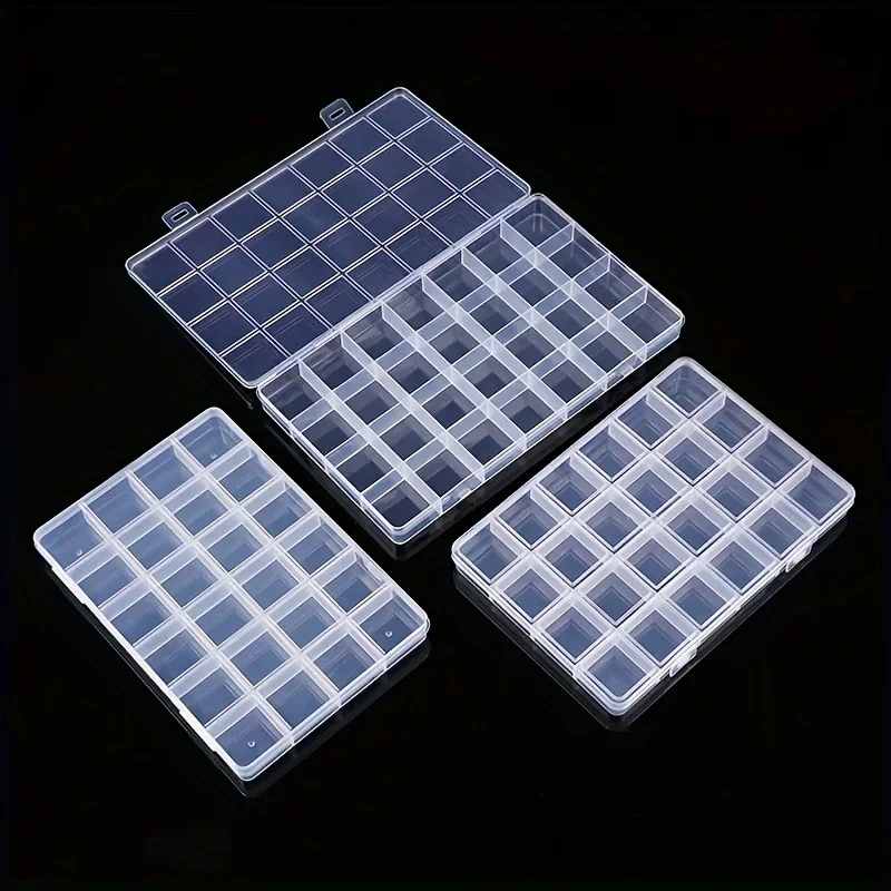 

Practical 24/28 Grid Compartment Plastic Transparent Storage Box Earring Bead Screw Holder Case Display Home Organizer Container