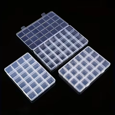 Practical 24/28 Grid Compartment Plastic Transparent Storage Box Earring Bead Screw Holder Case Display Home Organizer Container