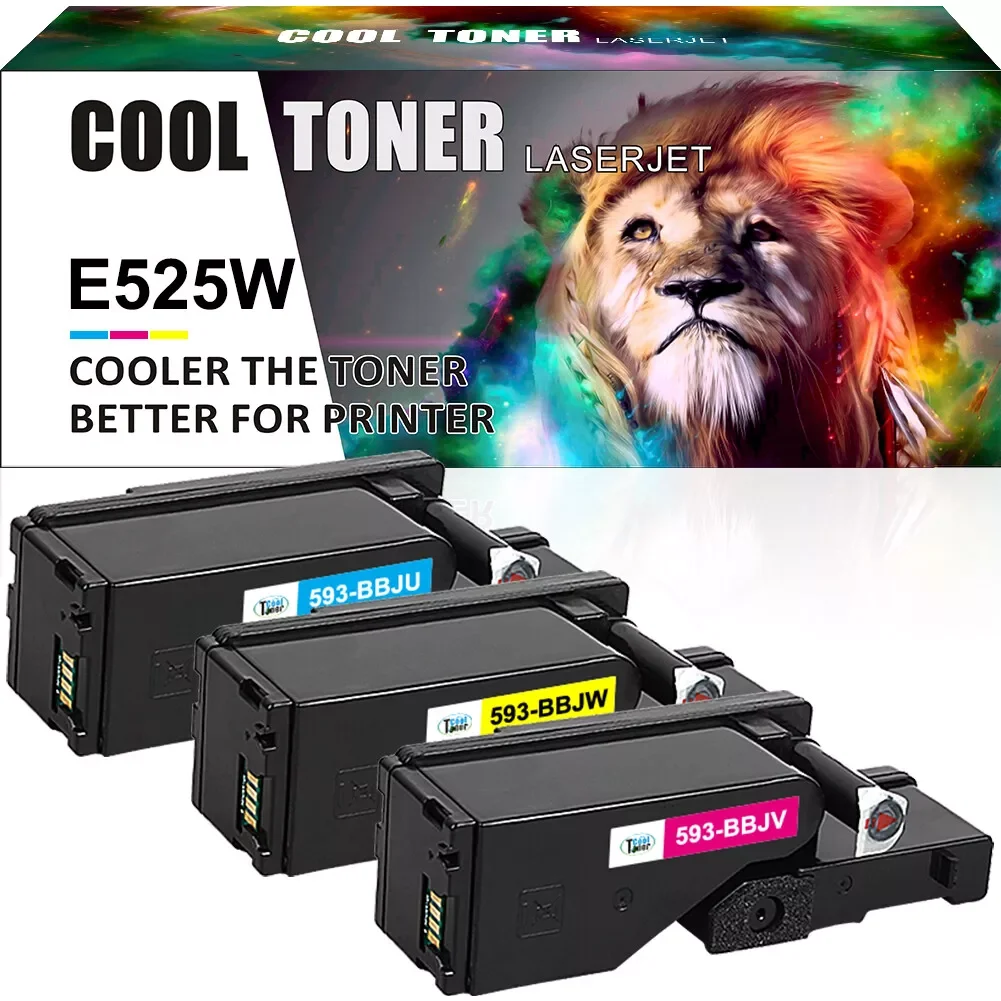 

3 Pack Color 593-BBJX Toner Cartridge Compatible With Dell E525w Printer