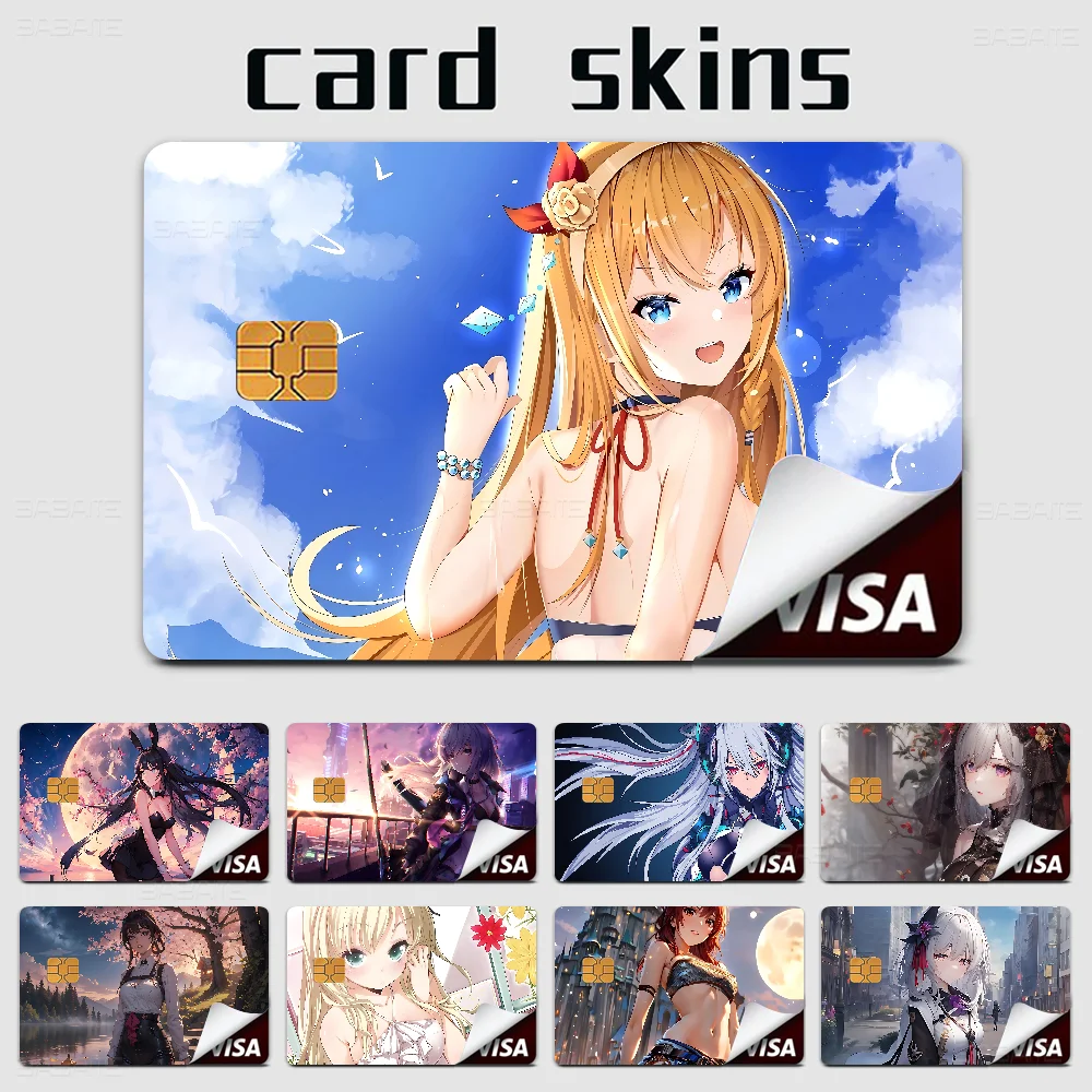 

Anime Sexy Gir Cartoon Credit Card Skin Stickers For Bank Card Bus Metro Card Sticker Waterproof Women Gift