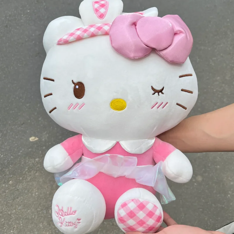 Poupées en peluche d'animaux de dessin animé pour enfants, chat KT, jouets Anime Kitty, décor de chambre Kawaii, coussin de canapé doux, cadeaux de Noël et d'anniversaire