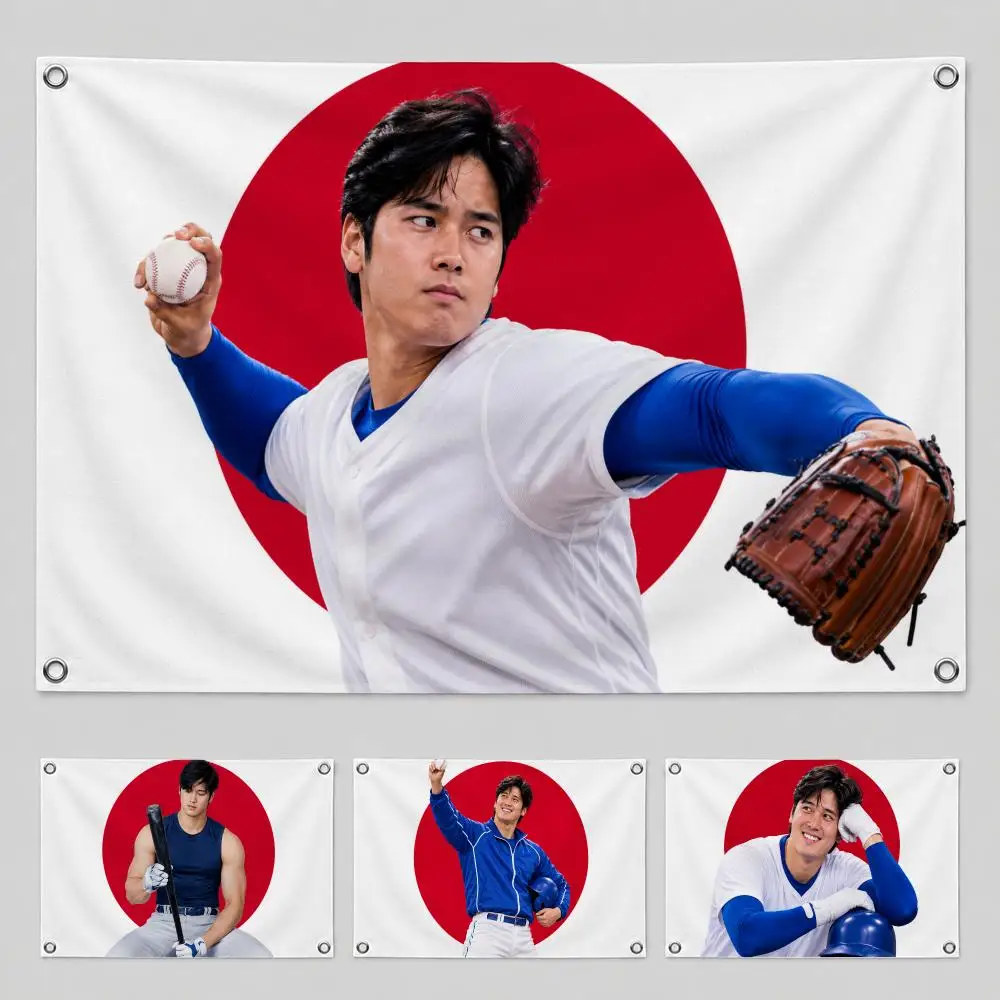 Athlete Shohei Ohtani Flags Yard Garden Decor Banner Indoor Outdoor Wall Hanging Flag Home Patio Wall Art Decoration