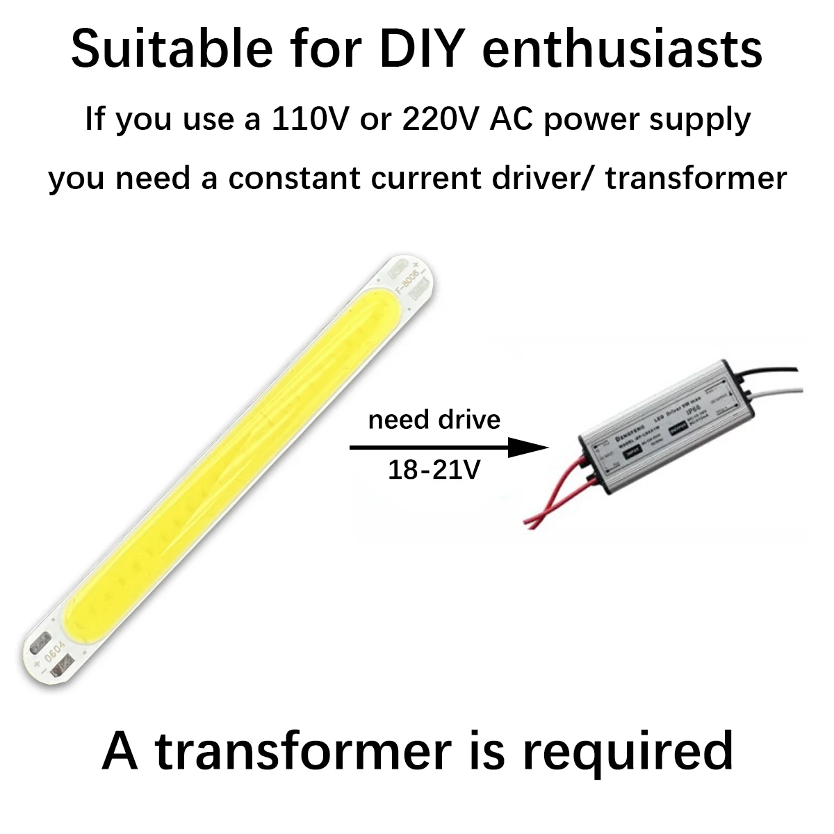 10 Buah Baru 80X8Mm 18-21V DC 6W Strip LED Putih Dingin 600lm COB Sumber Cahaya Bohlam Chip On Board untuk DIY