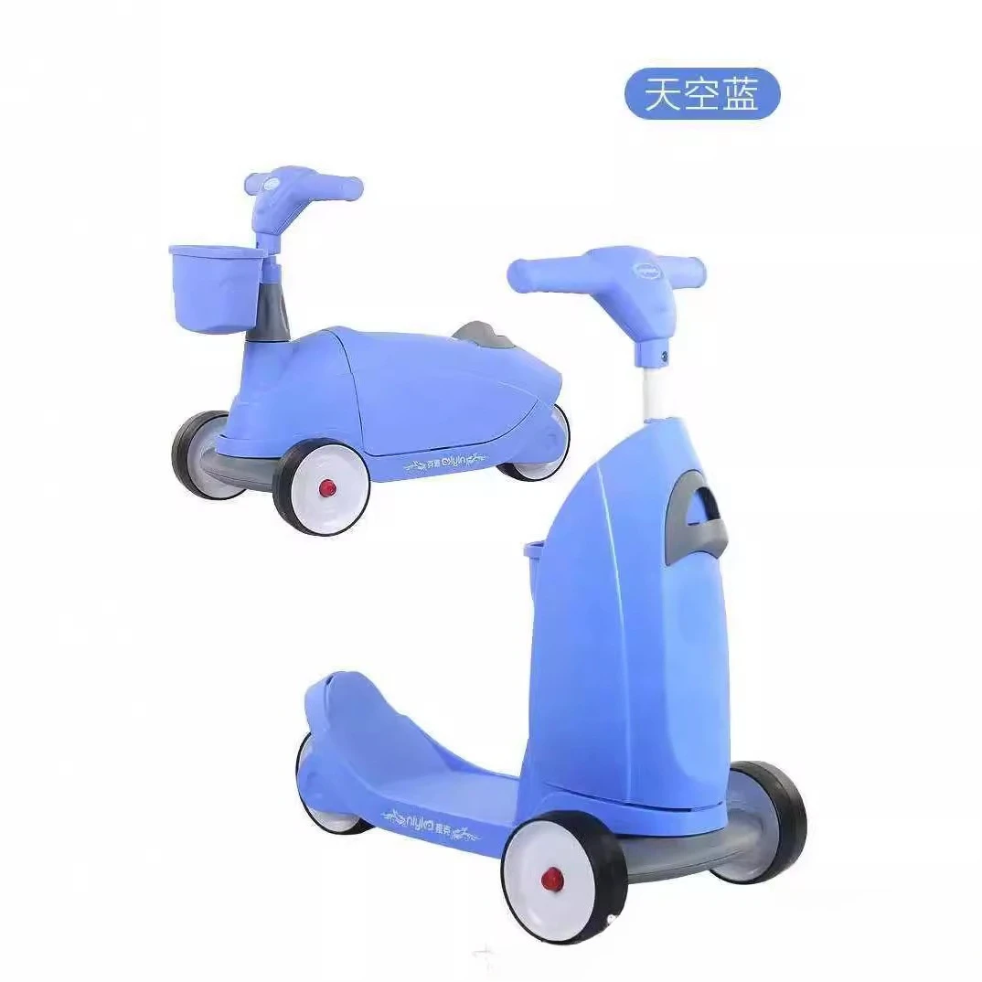 Children's scooter two-in-one three-wheel skate driving can seat people, baby toy car, baby yo-yo car