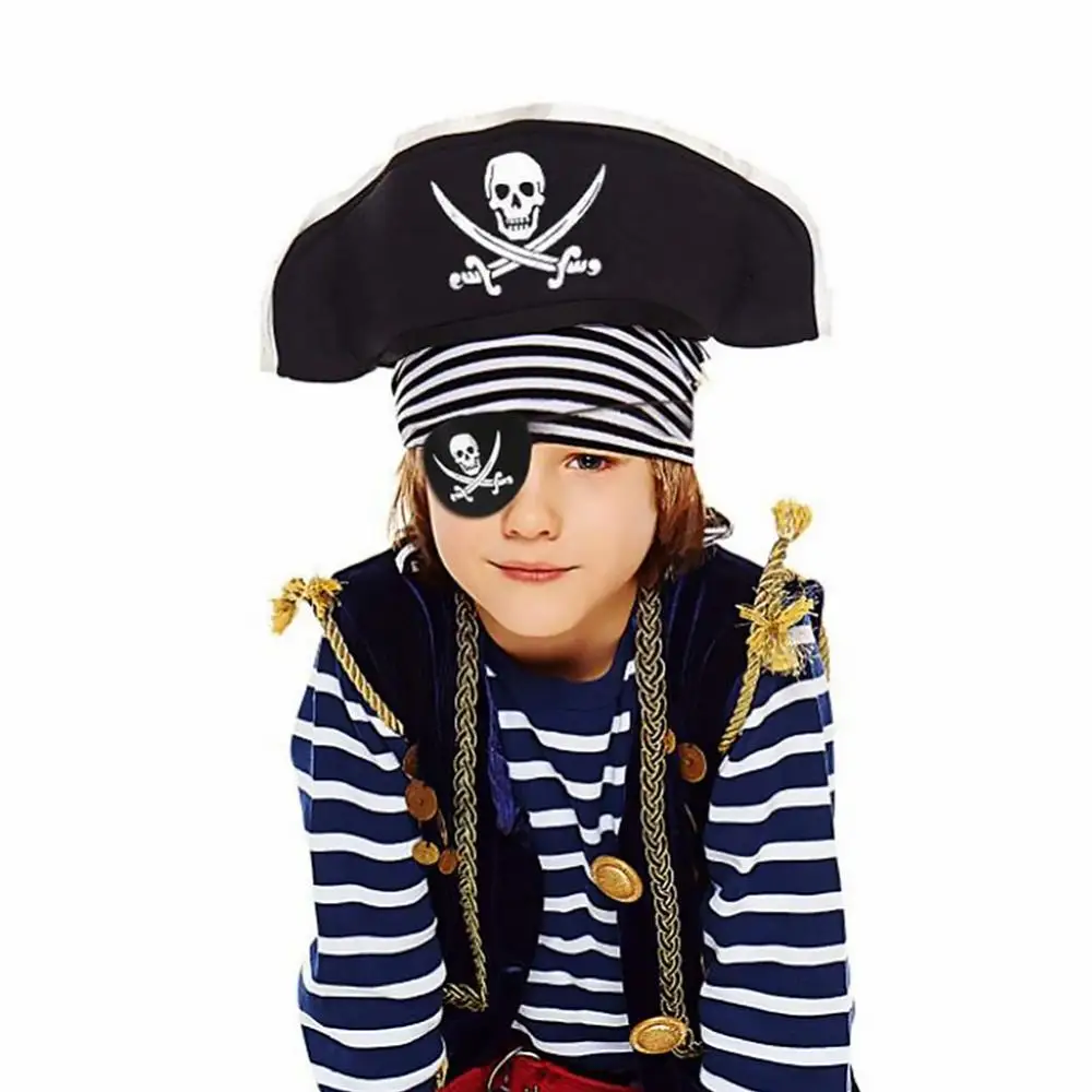 1Pc Pirate Eye Patches Schedel Oogmasker Vilt Piraat Een Eye Skull Eye Skeleton Captain Oogmasker Piraat Thema party Decor