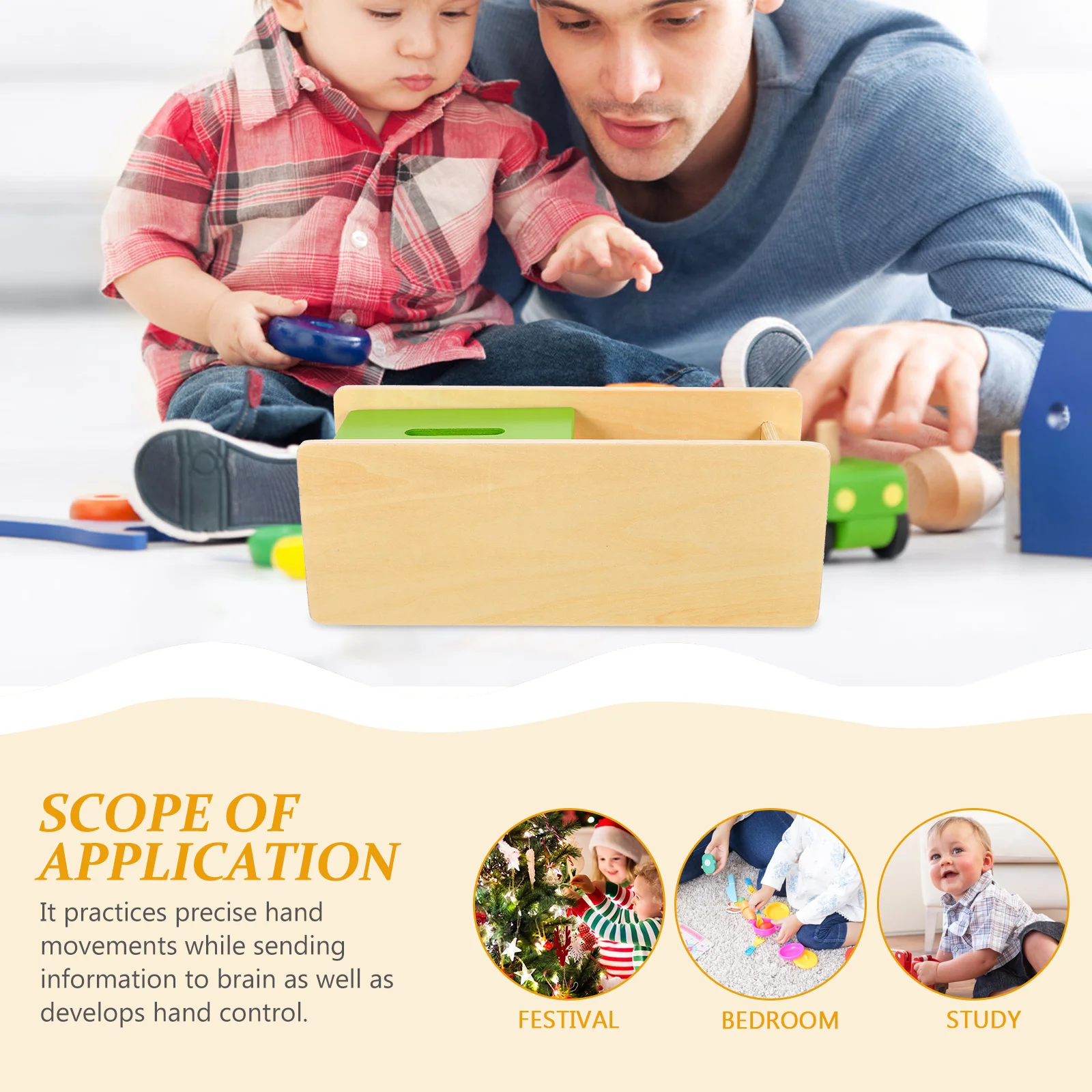1Set Coin Box Teaching Aid Wooden Educational Learning Shape Sorter Enhance Hand Eye Coordination Logical Thinking