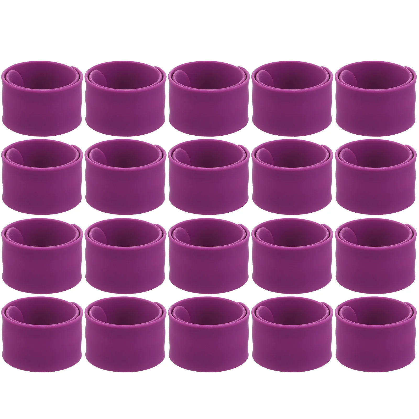 

20pcs Purple Silicone Slap Wristlets Diy Blank Bracelets Party Wedding Birthday Festival Snap Bands Craft Bulk Soft Elastic