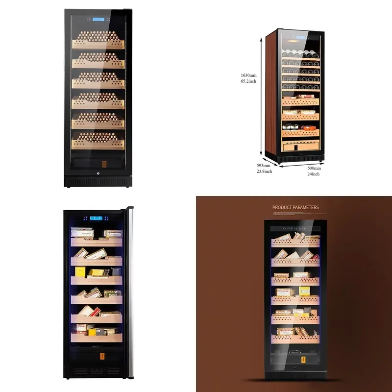 320L Stainless Steel Cigar Humidor Cabinet Multi Function Display Electric Mini for Household Use Cedar Wood Cigar Cooler