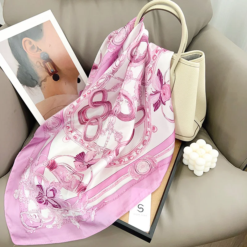 

2026 New Arrival Silk Scarf for Women Neck Muffler Hijab Lady Shawls Handkerchief Print Female Headscarf Bandana Bufanda 70cm