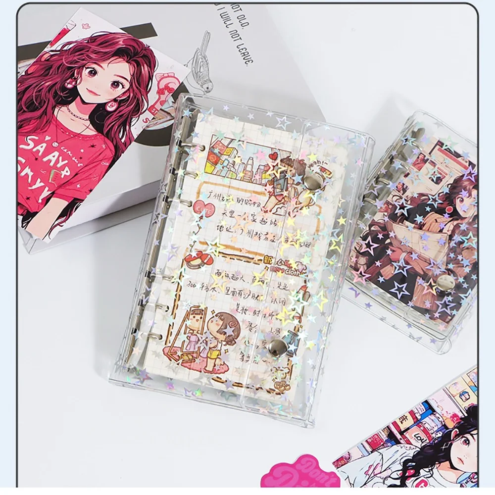 M5 A6 A7 Budget Binder Cover Clear Glitter PVC Binder Refillable Notebook for Photos Pictures Albums Planner Folder Organizer image 6