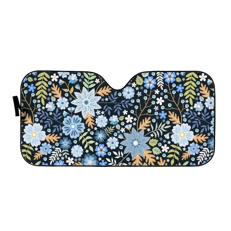 

Boho blue floral Car Sun Shade, wildflowers Auto Sun Shade, blue flowers Car Auto Windshield Sun Shade Protector Window Visor Sc