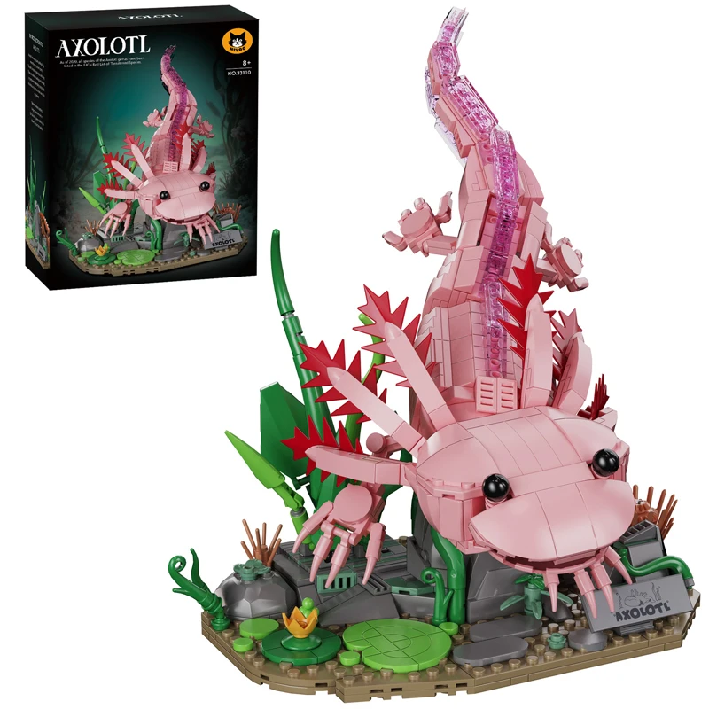 

Aquatic Amphibian Axolotl Building Blocks Educational Assembly Model Bricks Sets Home Ornament Creative Toys Adult Gifts 998PCS