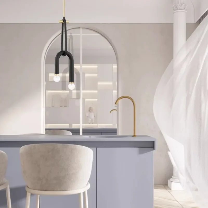 Creative Chandelier Villa Luxury U Shape Pendant Light Nordic Pendant Lights Glass Home Decor Hanging Light Chandelier Lamps image 4
