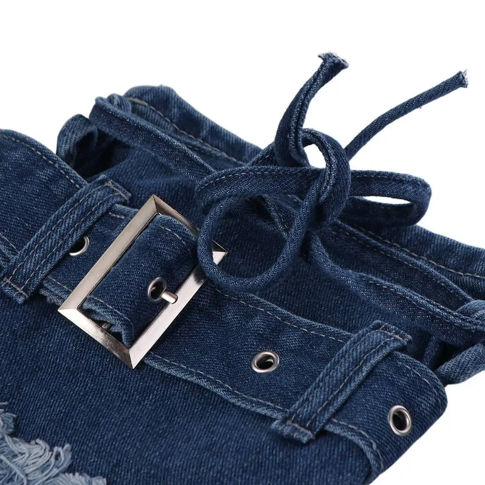 Japanese JK Lolita Y2K Denim Leg Warmers Denim Cloth Drawstring Cross Trumpet Leg Covers Footcover Pile Up Socks Long Stockings