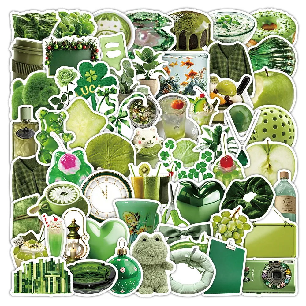 Matcha Tone Minimalist Sticker Pack 63 Sheets, Soft Green Graffiti Stickers for Scrapbook, Water Bottle RecordingYourLife Store