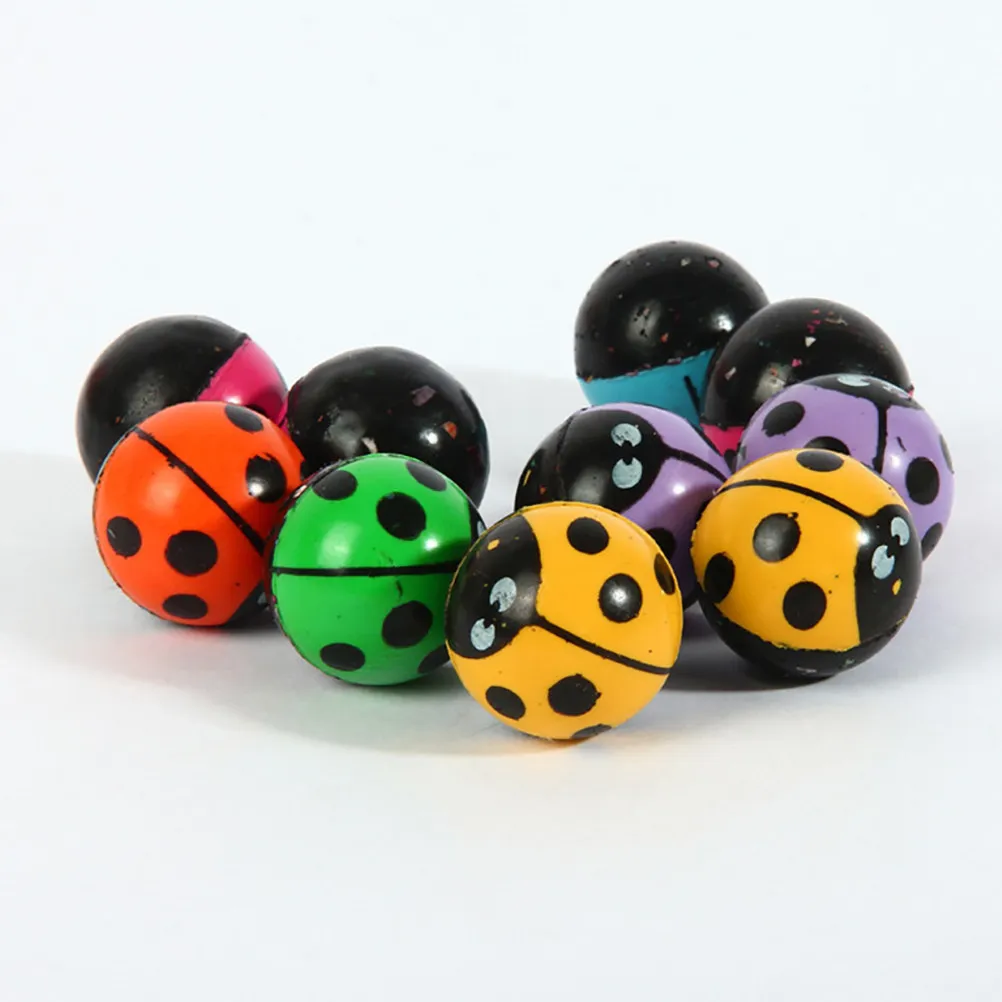 20Pcs Ladybug Bouncy Balls Set Funny Elastic Balls for Toddlers Kids Playing Stress Relief Educational Kids Pinball