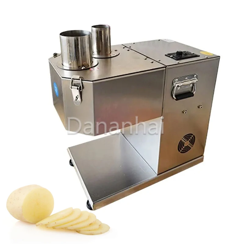 Vegetable Cutting Commercial Fruit Slicer, 2 Inlets, Capacity 150kg Potato Lemon Slicer