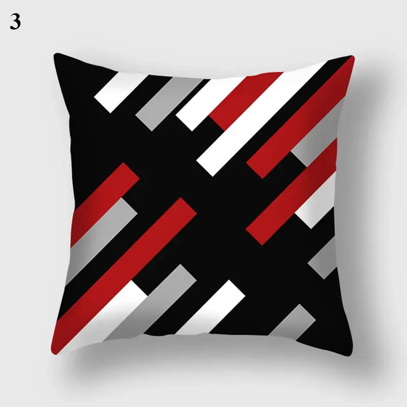 Home Decor Black Red Pillowcase Geometric Pattern Living Room Sofa Cushion Covers Car