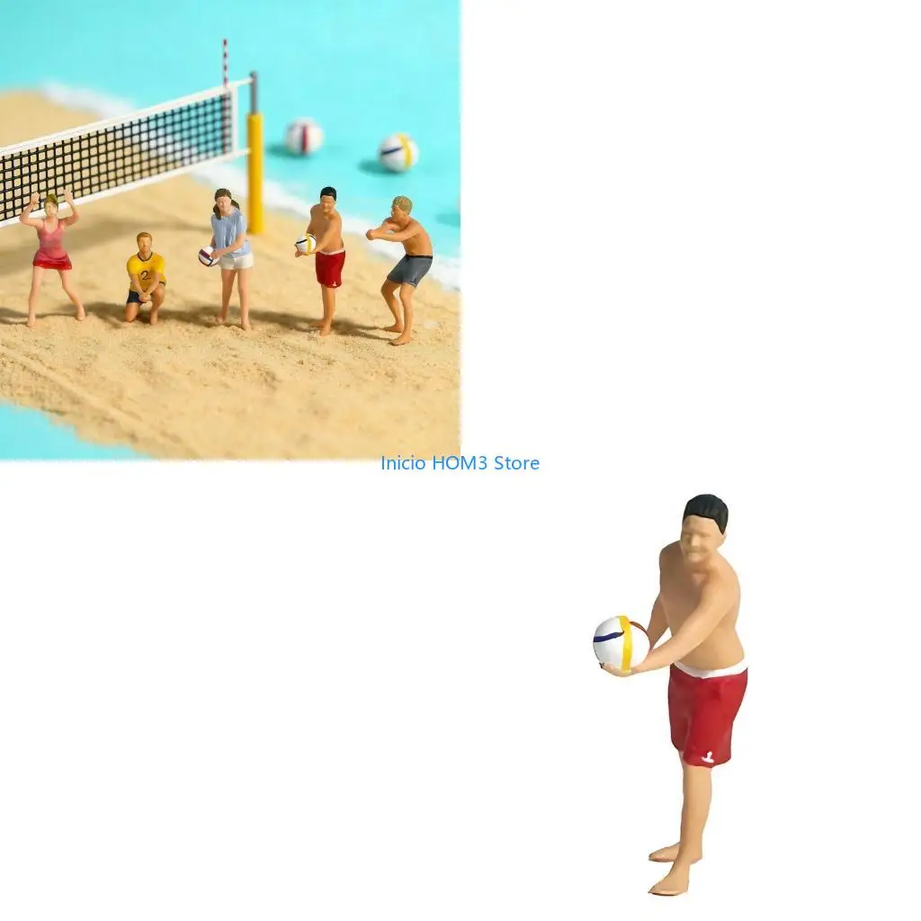 A5YD Beach Volley Figure Model 1:64 Scale Hand Painted Miniature Figure for Miniature Scene Dioramas Props,Model Car Display