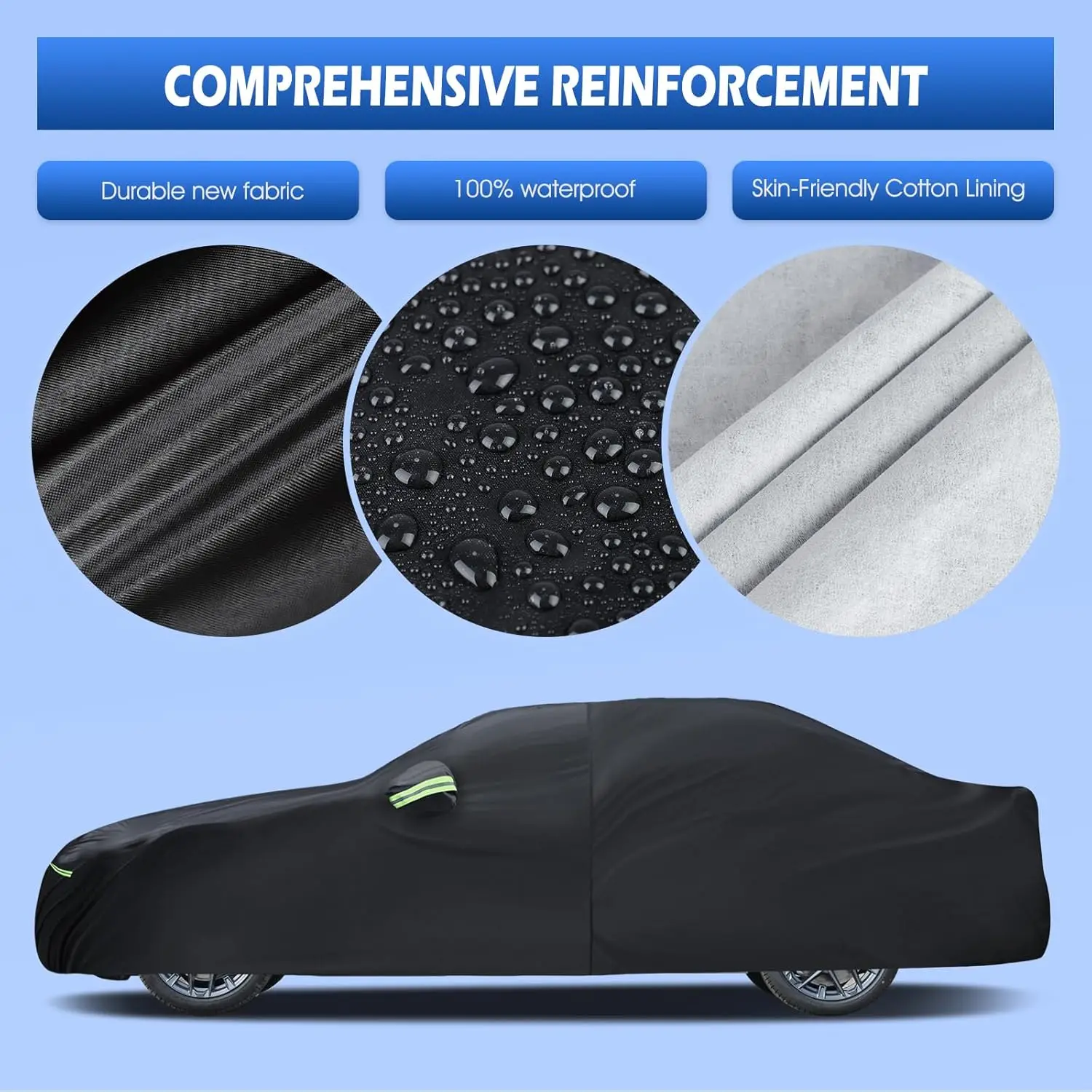 Custom Fit Car Cover for BMW 3 Series (2007-2025 Models), Waterproof with Zipper and Lining