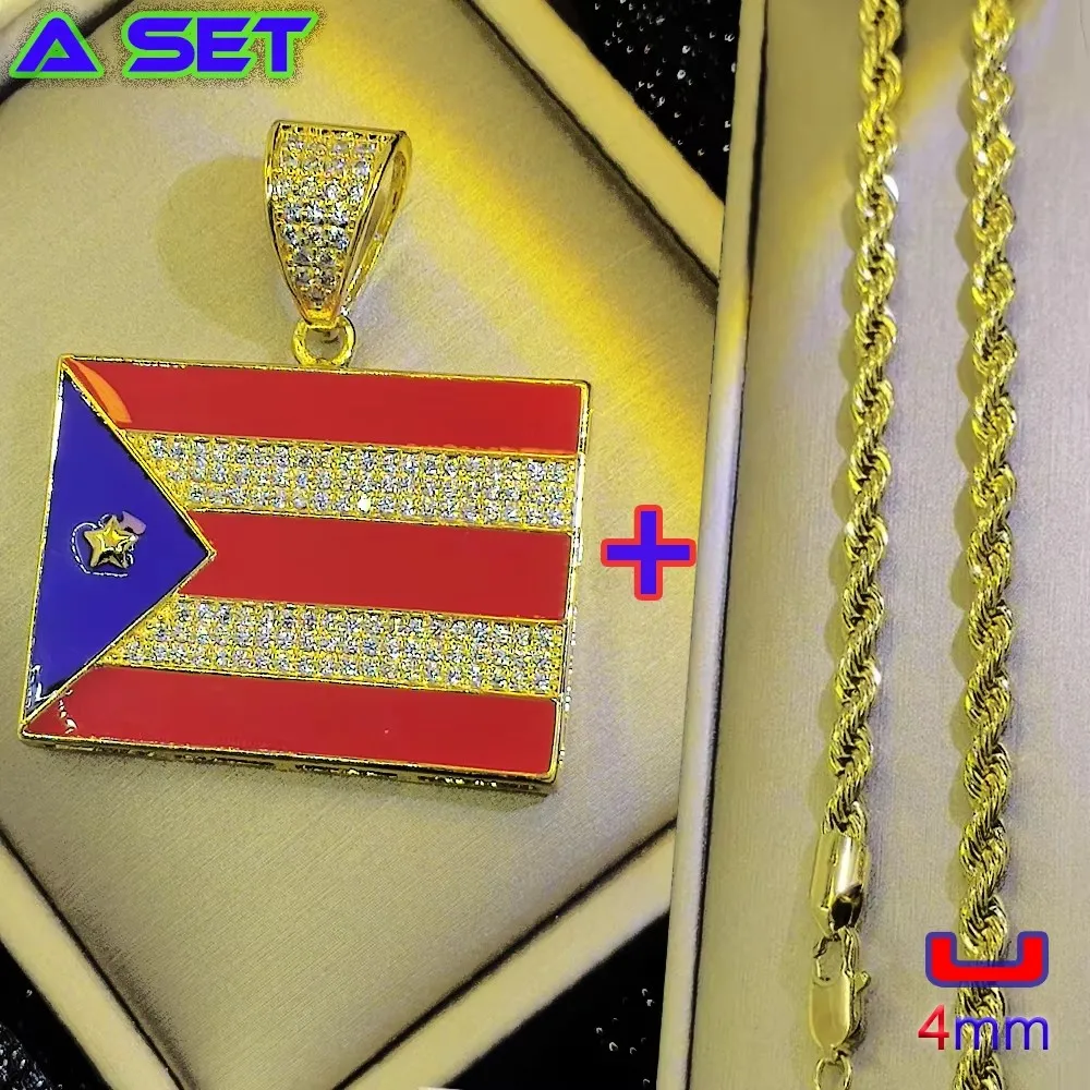 Luxury custom hip-hop fashion necklace, new graffiti design with two color flag and diamond pendant, 18K high-end gilded