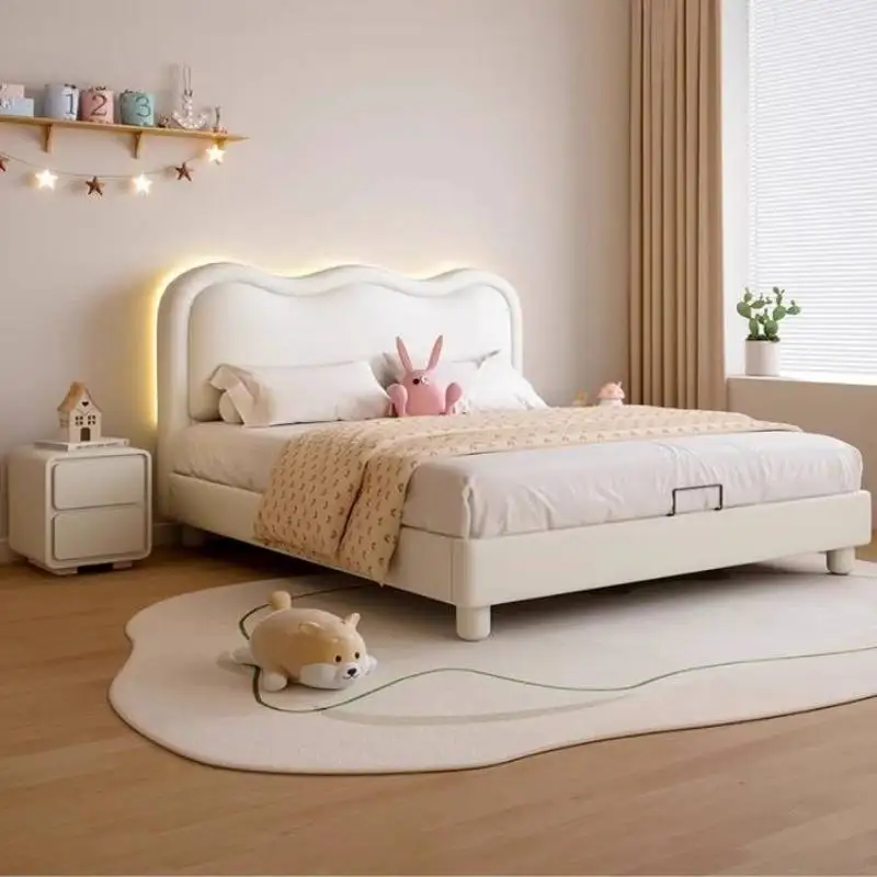 

Lights White Kids Beds Decoration Safety Simple Wooden Custom Kids Beds Single Design Modern Lettino Per Bambini Furniture Home