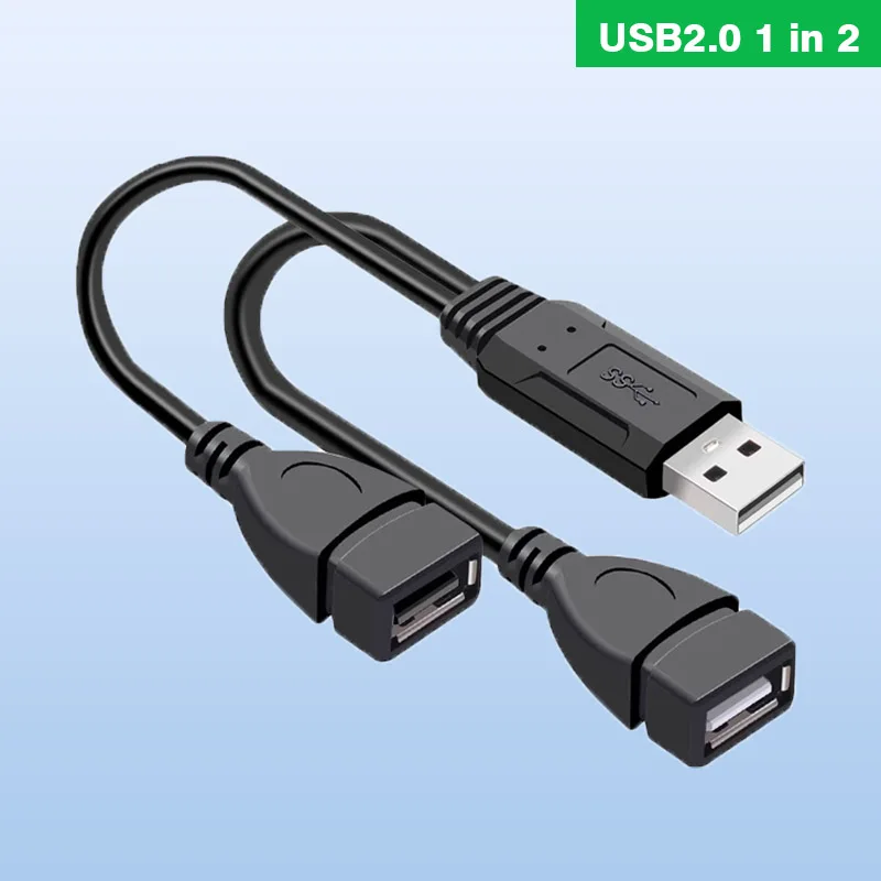 Car USB One Point Two Data Y Line Extension 1 Male To 2 Female USB 2.0 3.0 Splitter Cable for Car USB Extender Car U Disk Tapper