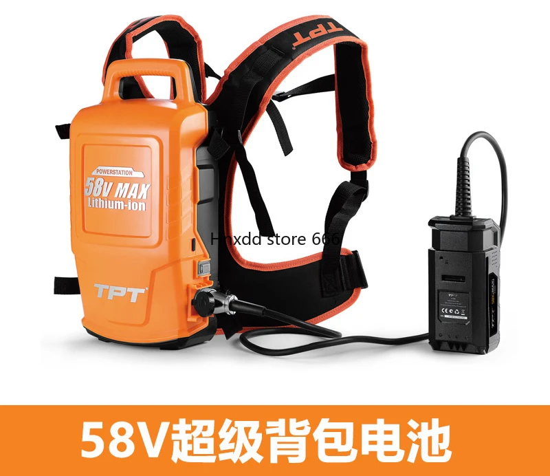 Super backpack battery, rechargeable lawn mower, chainsaw, hair dryer.