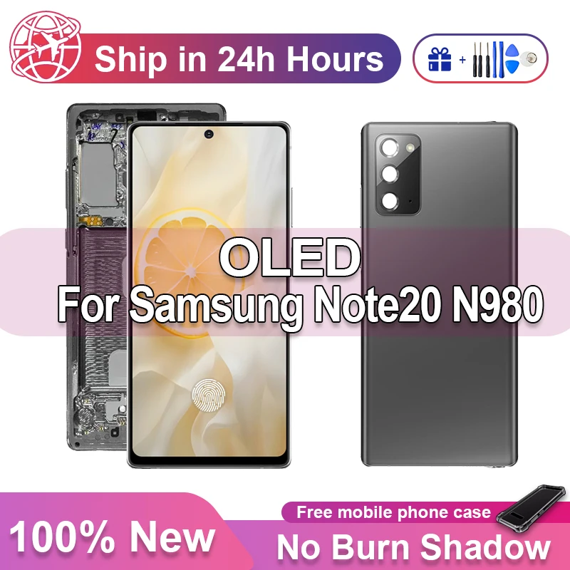 100% Work Super OLED Screen For Samsung Galaxy Note 20 N980 N980F/DS N981N LCD Touch Screen Digitizer Repair Parts With Frame