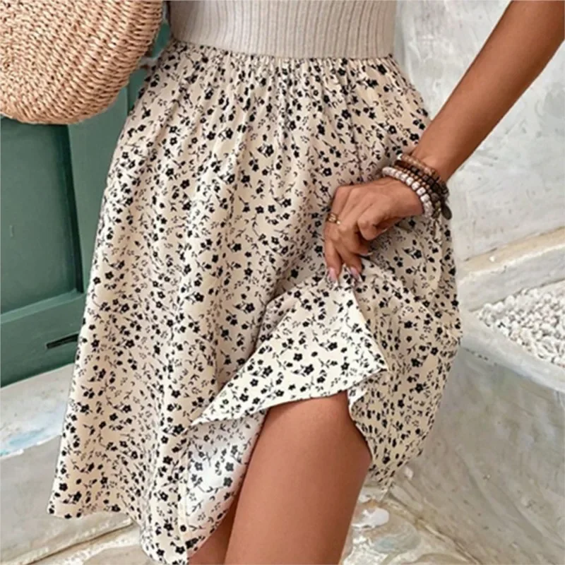 Estate nuove donne pizzo splicing abito Boho femminile elegante senza maniche aderente top mini abiti stampati abiti moda donna