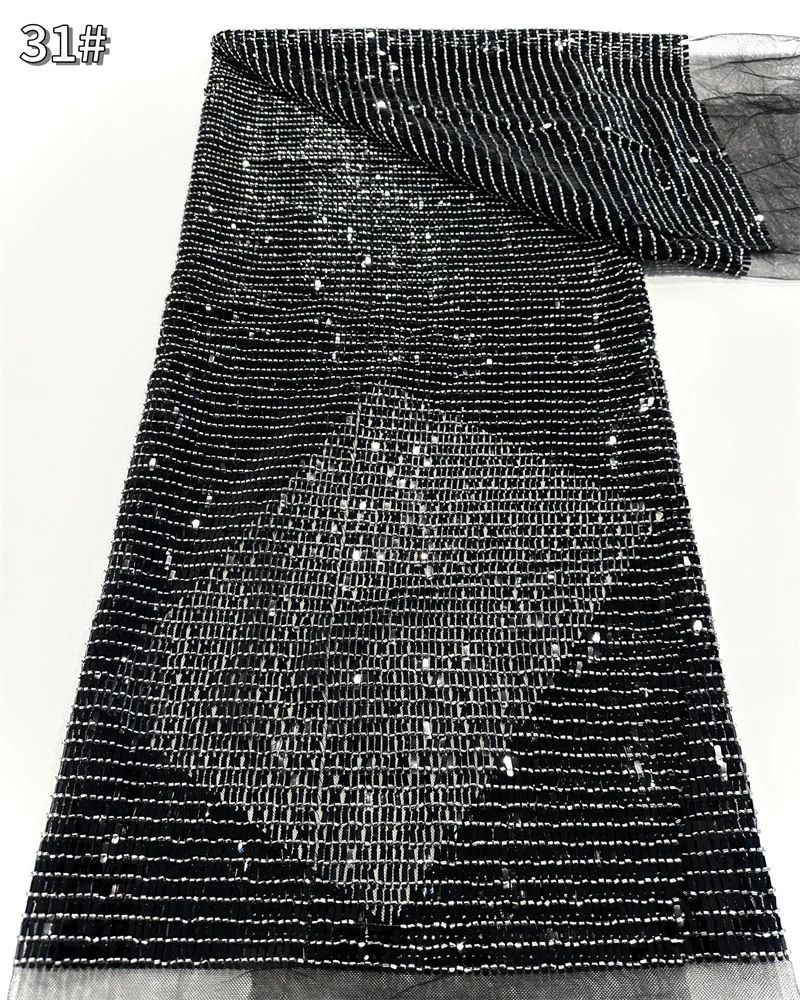 

Africa Nigerian Beaded French Mesh Lace With Sequins High Quality 2025 Embroidery Lace Sequins Lace For Wedding Dresses Women