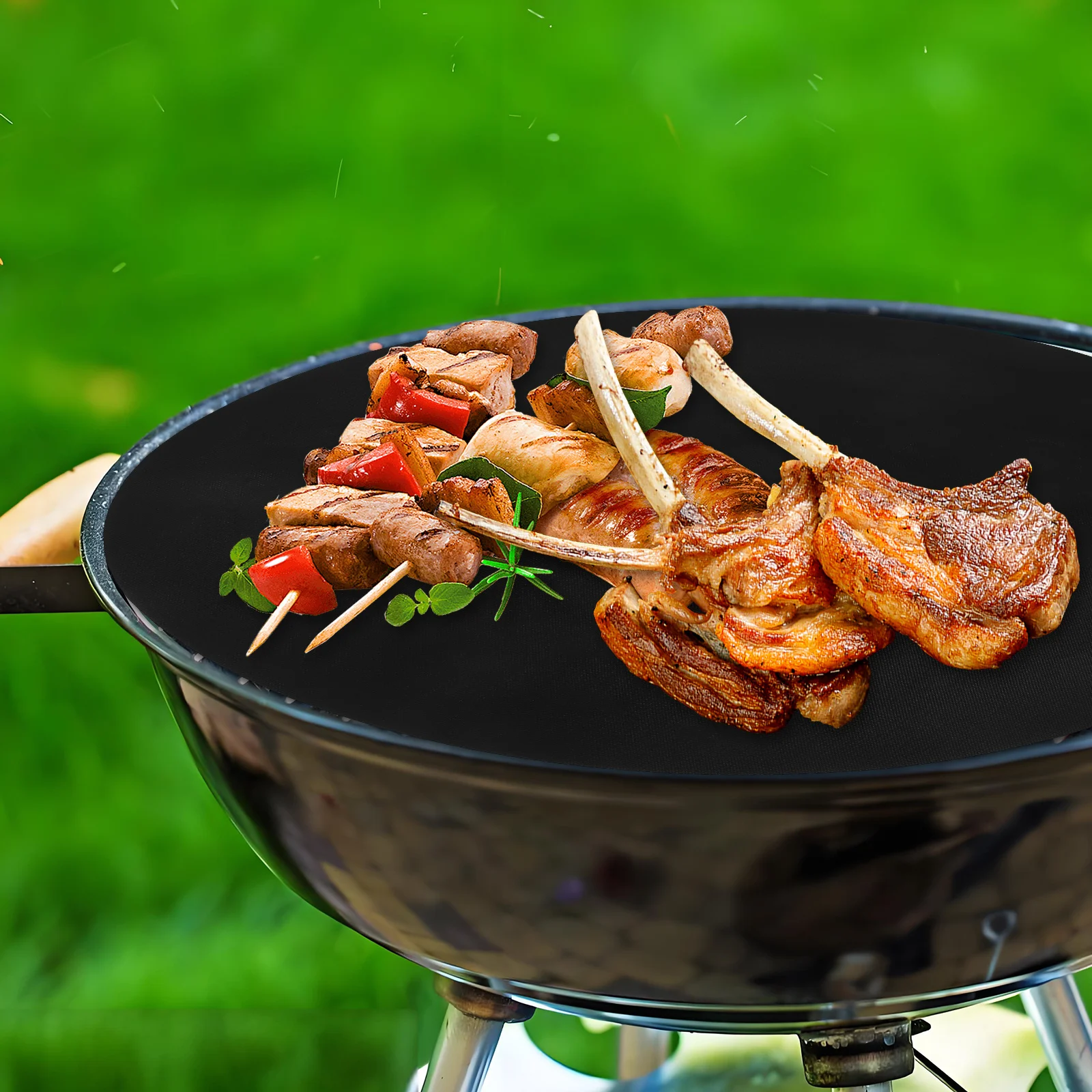 

1Pcs 40cm Bbq Grill Mat Nonstick Reusable Round Grilling Surface Keeps Food from Falling Or Sticking Easy to Clean