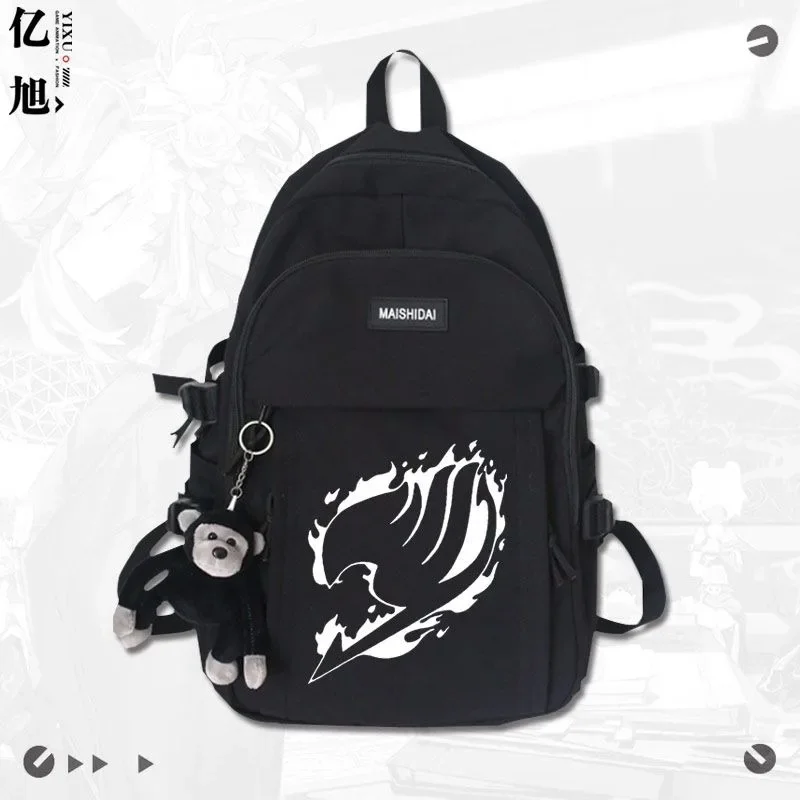 30×44×13cm Black White Red Green, Fairy Tail, Student Kids Teens School Bags, Large Capacity Mochilas Anime Backpacks Girls Boys