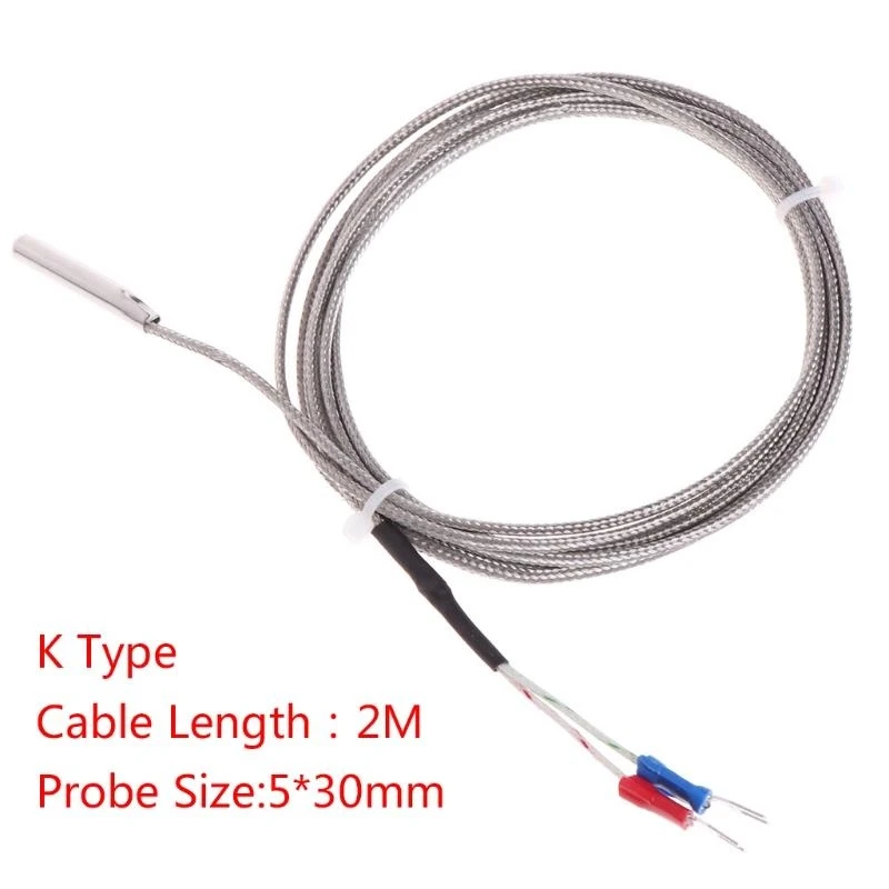 Sensore temperatura della termocoppia R1WA da 2m tipo K 0-600 ℃ 5*30 mm in acciaio inossidabile