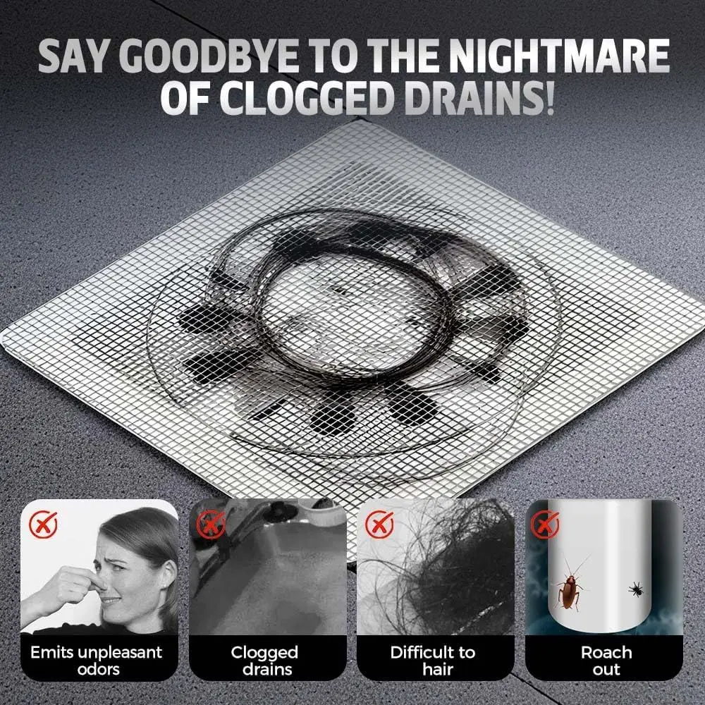 New Disposable Shower Drain Hair Catcher - Square Bathroom Floor Drain Protector (10pcs) view 4