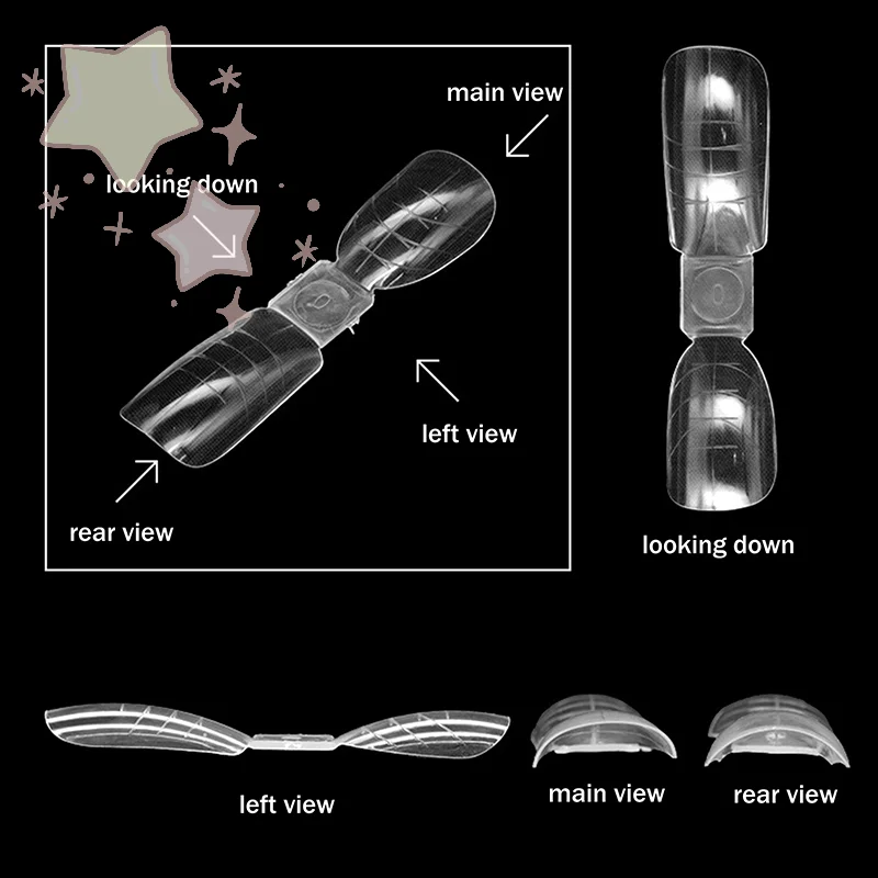 [TW] أظافر مزدوجة الأطراف بأشكال مزدوجة 240 قطعة/صندوق قابلة لإعادة الاستخدام قوالب تمديد نعش مربعة نصائح منشئ الجل لصالونات التجميل الاحترافية فن الأظافر