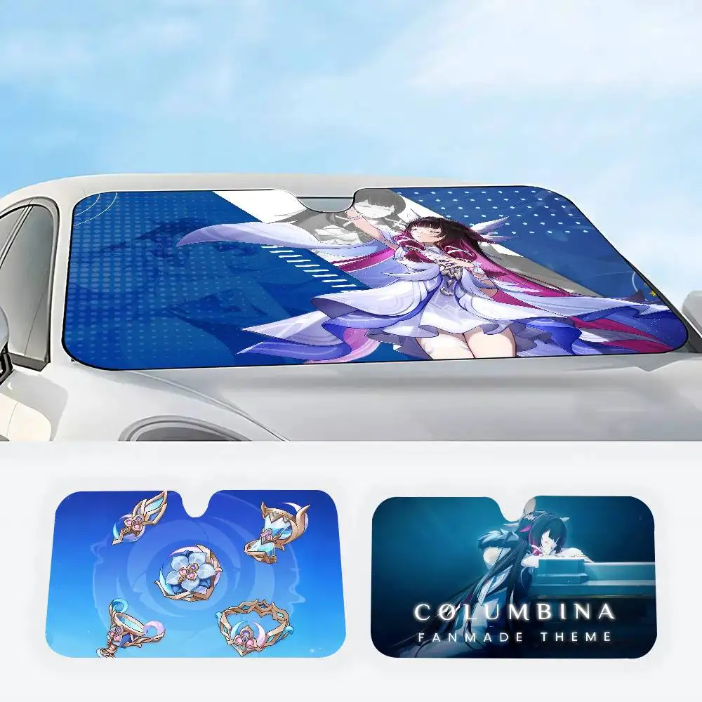 

Game Genshin Impact Columbina Car Sunshade Summer Car Windshield Accessories Car Protection Window Sunshade Screen Decoration