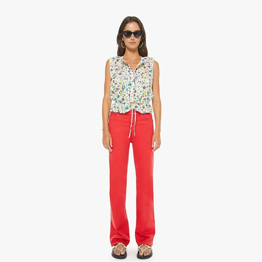 

Floral Print Tie Waist Vest Spring 2026 Women's Cotton Short Sleeveless Shirt French Style Skin-friendly Breathable