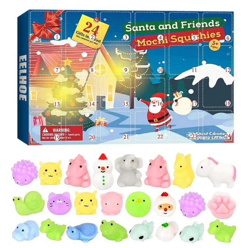 

Christmas Countdown 24-Day Advent Calendar Squeeze Toy Blind Box Novelty Decor Gift for Kids and Adults (Boxed) 24pcs Assorted