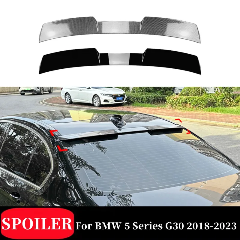 For BMW 5 Series G30 2018-2023 Black Carbon ABS Plastic Car Roof Black Carbon Rear Trunk Spoiler Wings Tuning Accessories